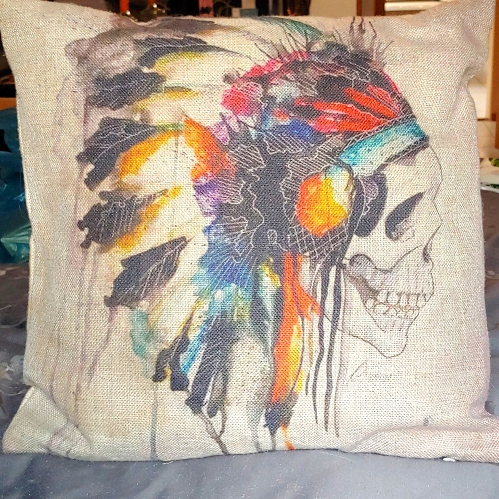Skull canvas decorative pillow